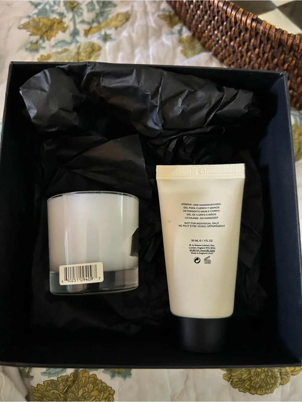 Jo Malone London gift set box & bag mini candle & body/ hand wash 30 ml